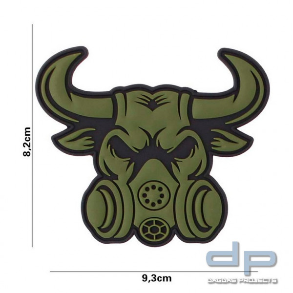 Emblem 3D PVC Gasmask bull grün