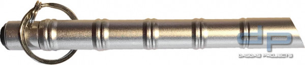 Kubotan Druckverstärker mit LED und Schlüsselanhänger in Silber