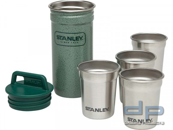 Stanley Shot Glass Becher-Set, 4x59ml, 18/8 Edelstahl, Hammerschlag grün, Transportbehälter