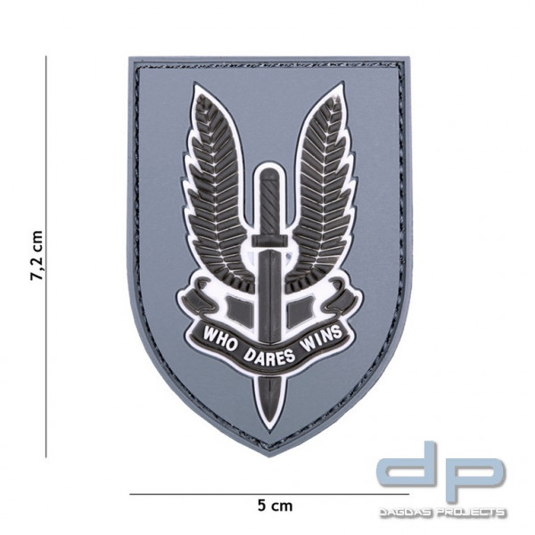 Emblem 3D PVC WHO Dares Wins grau