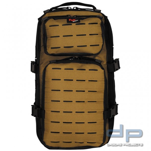 Rucksack, &quot;Assault-Travel&quot;, Laser, schwarz/coyote