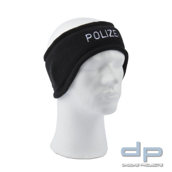 Fleece - Stirnband, Stick -POLIZEI- in schwarz und navy