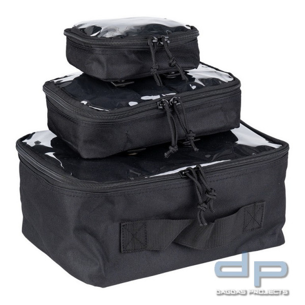 Organizer transparent, 3-teiliges Set in Schwarz und Oliv