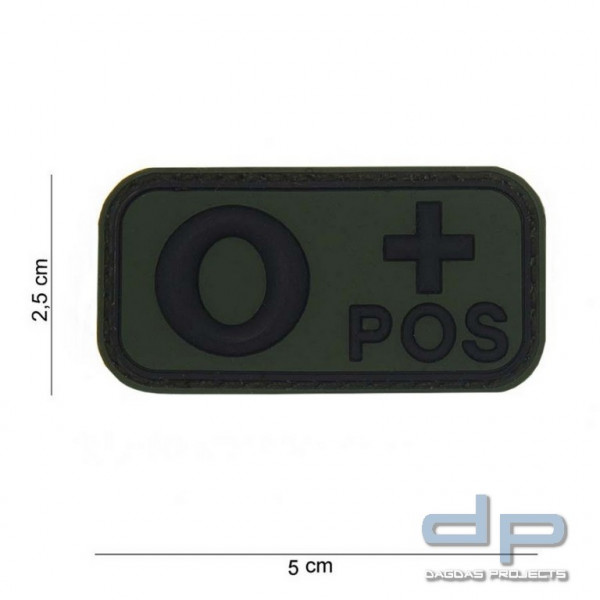 Emblem 3D PVC Blood Type O+ Positive grün