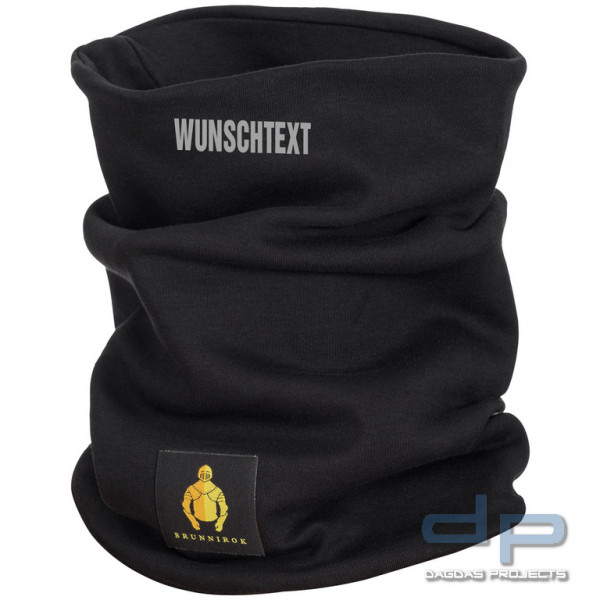 Schnittschutz-Schal Marburg schwarz mit Wunschaufdruck in reflex silber