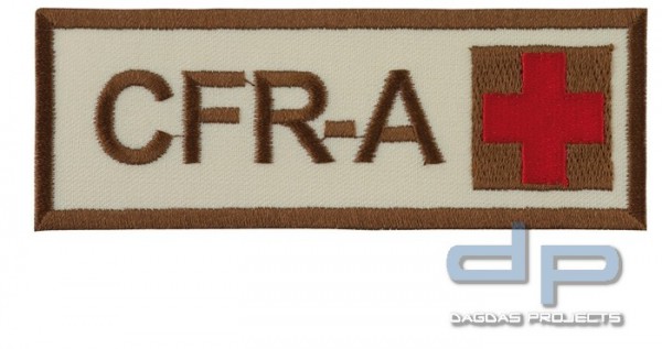 Schriftzug CFR-A mit Kreuz Sand/Braun/Rot auf Klett