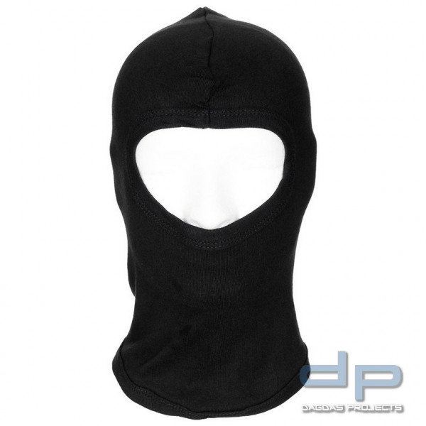 Balaclava, 1-Loch, dünn, schwarz, 100 % Baumwolle 10er-Pack