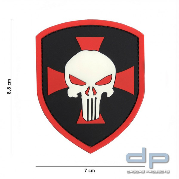 Emblem 3D PVC Schild Punisher Kreuz Rot