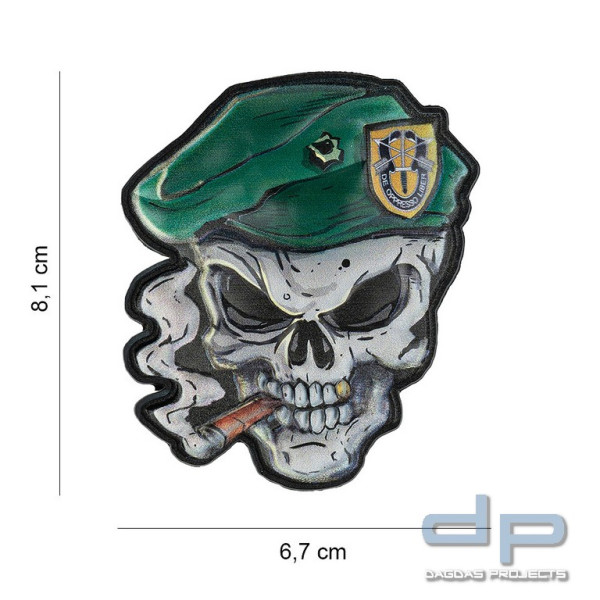 Emblem 3D UV Totenkopf grünes Barett