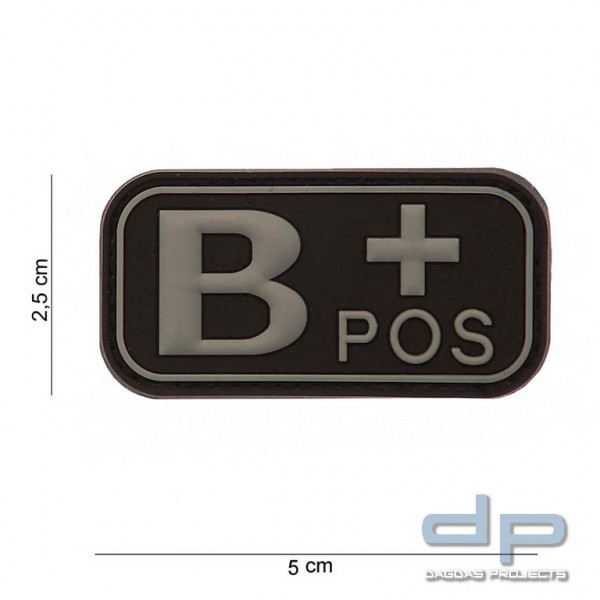 Emblem 3D PVC Blood Type B+ Positive schwarz