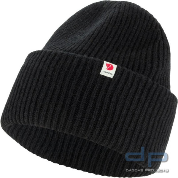 Fjällräven - Heavy Beanie (Mütze aus Lammwolle) in Schwarz und Sandstone