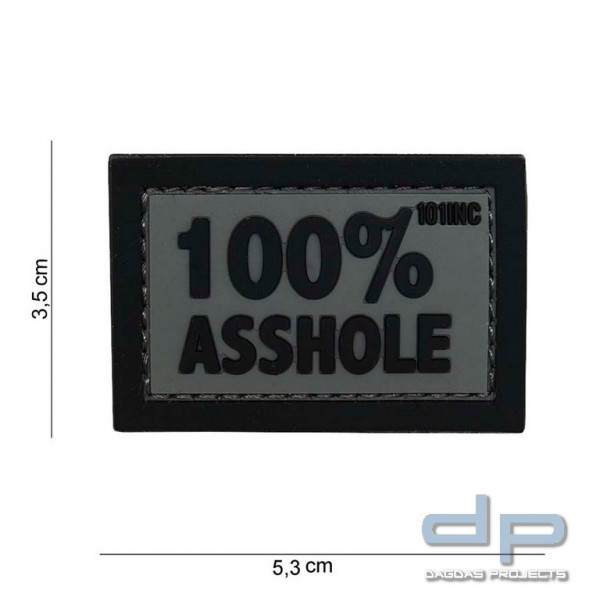 Emblem 3D PVC 100% Asshole grau/schwarz