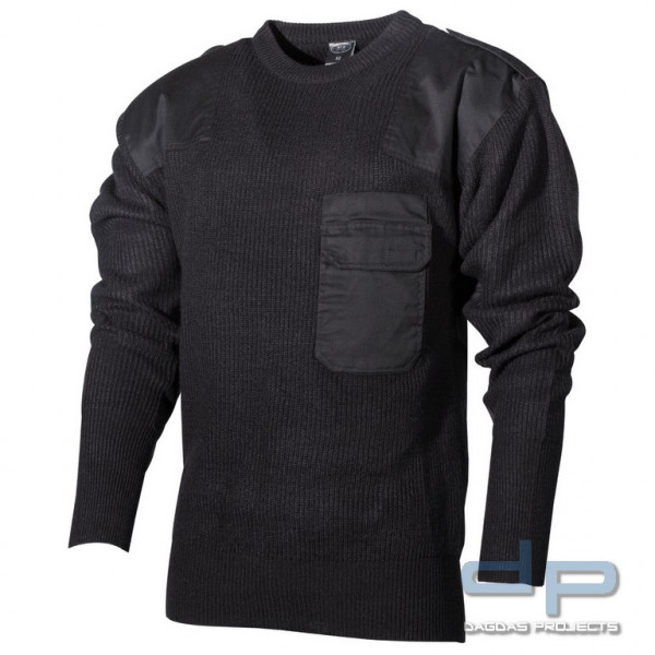 BW Pullover, mit Brusttasche, schwarz