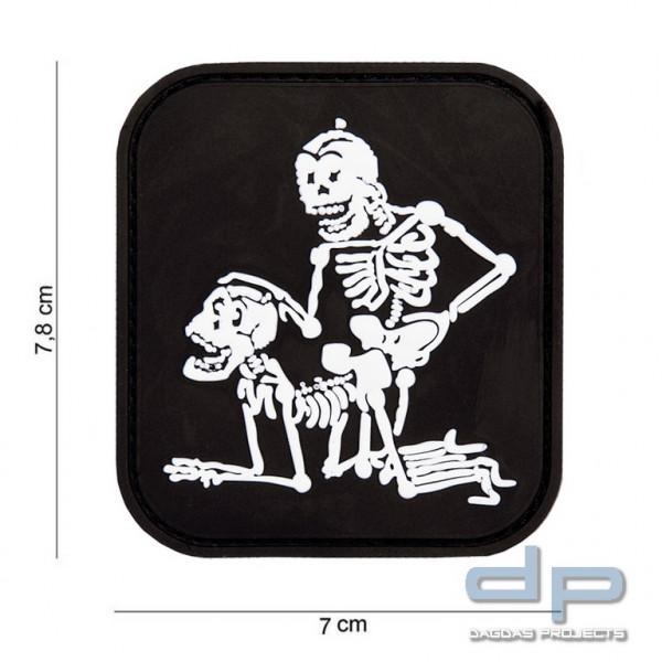 Emblem 3D PVC zwei Skelette schwarz