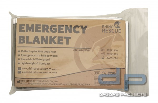 RHINO RESCUE EMERGENCY BLANKET RETTUNGSDECKE OLIV/SILBER