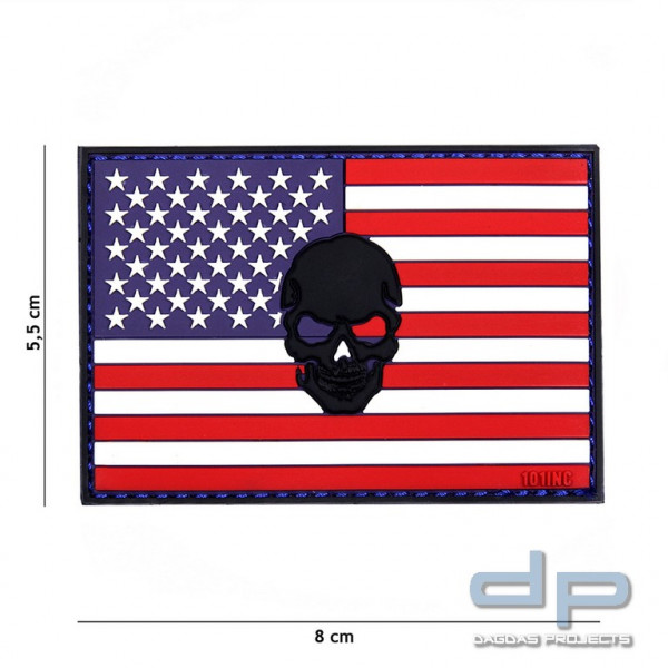 Emblem 3D PVC Flagge USA + Skull