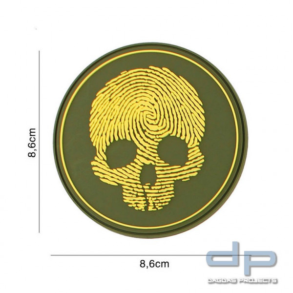 Emblem 3D PVC fingerprint skull gelb