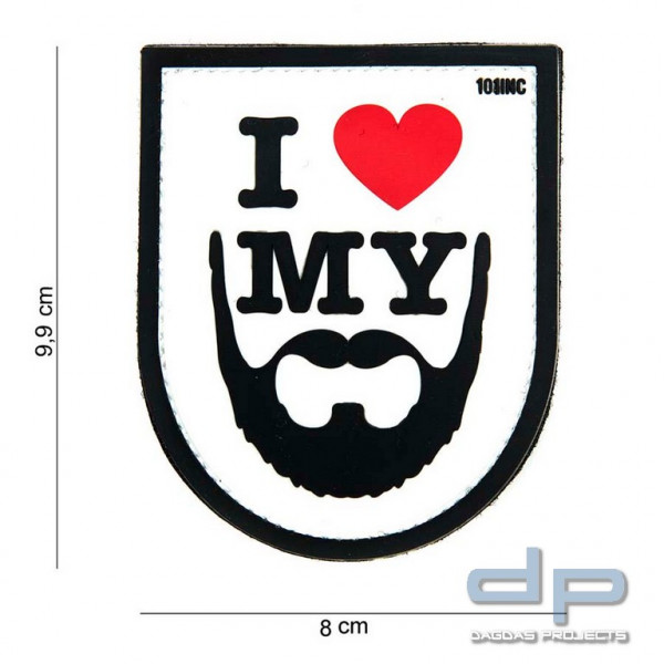 Emblem 3D PVC I love my Beard weiss