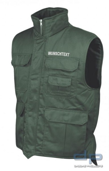 Ranger Weste mit Wunschaufdruck Brust und Rücken in Oliv Größe: XL