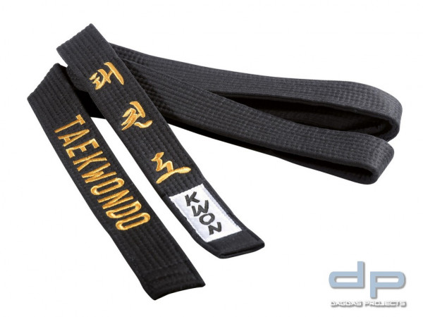 Taekwondo Gürtel in schwarz 4 cm mit Bestickung