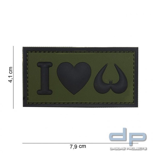 Emblem 3D PVC I Love Boobies grün