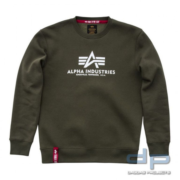 Alpha Industries Basic Sweater in Dunkeloliv Größe: S