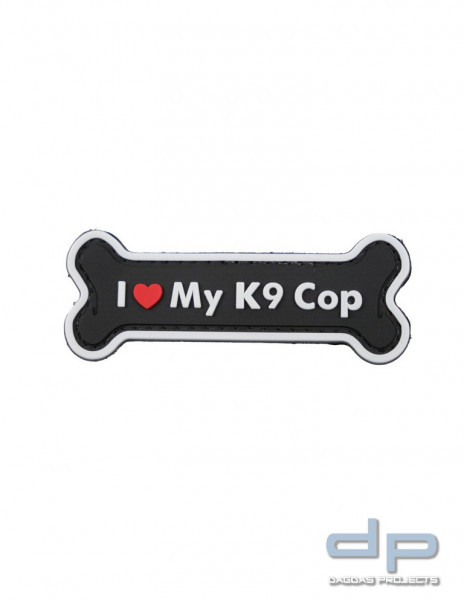 Klettabzeichen I Love My K9 Cop - gummiert, 80x30 mm