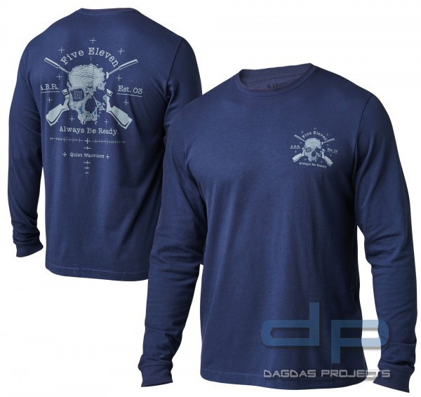 5.11 T-SHIRT LANGARM BLAU MIT DRUCK QUIET WARRIOR