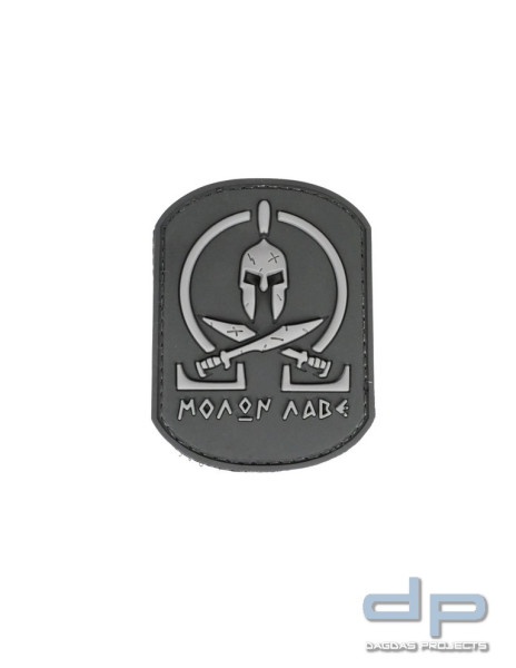 Klettabzeichen MOLON LABE- gummiert, 70x55 mm in Schwarz
