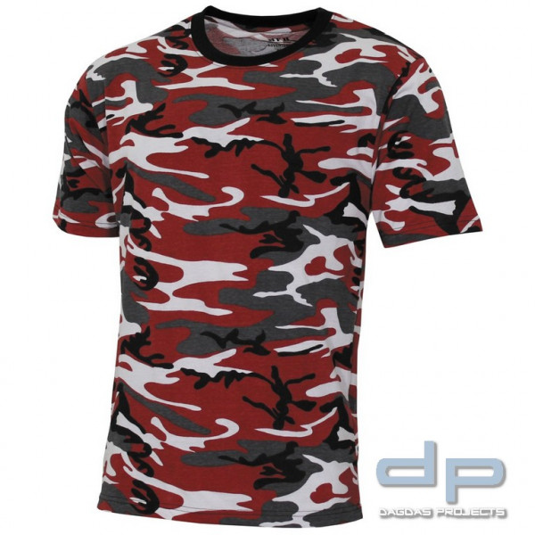 US T-Shirt, &quot;Streetstyle&quot;, rot-camo, 140-145 g/m²