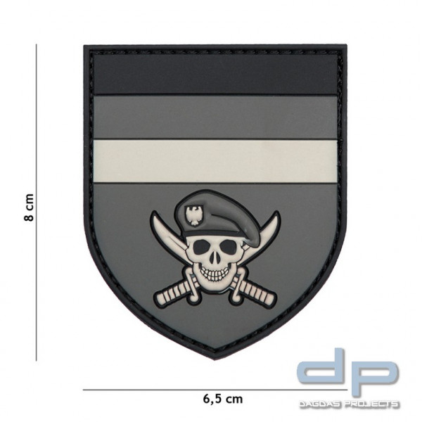 Emblem 3D PVC Deutscher Commando Skull grau