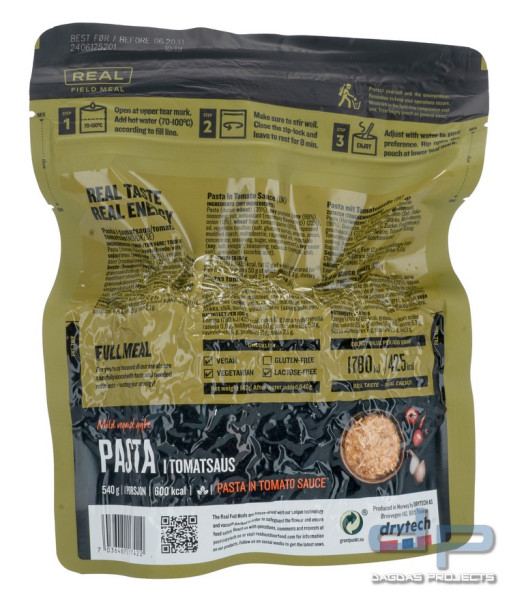 DRYTECH - REAL Pasta in Tomatensauce (Trekking- und Notfall- Nahrung)