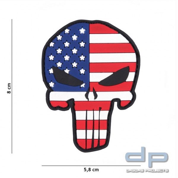 Emblem 3D PVC Punisher USA schwarz/weiß