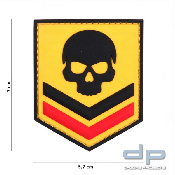 Emblem 3D PVC Belgien Skull Gelb