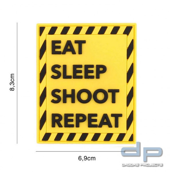 Emblem 3D PVC Eat sleep shoot repeat gelb