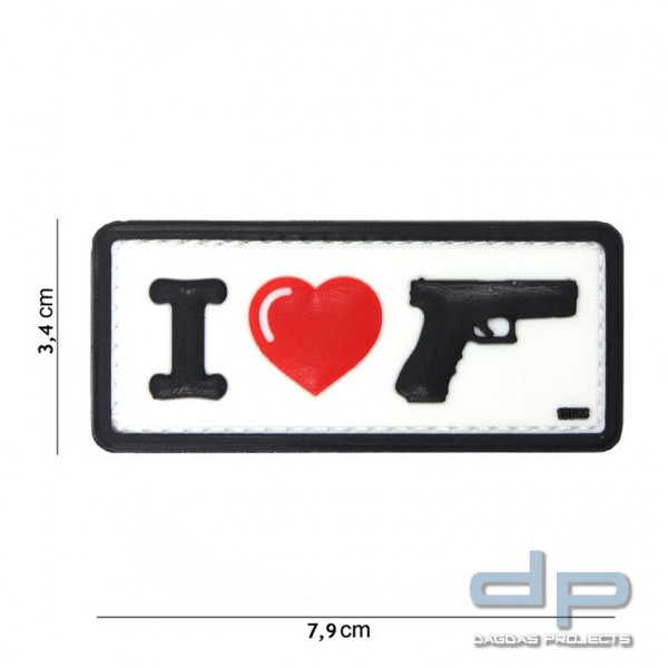 Emblem 3D PVC I Love MY Sidearm weiss