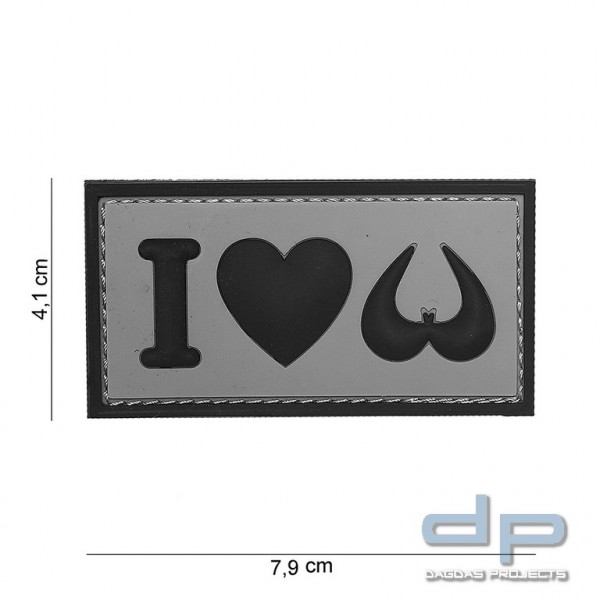 Emblem 3D PVC I Love Boobies grau