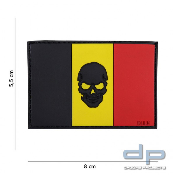 Emblem 3D PVC Flagge Belgien + Skull