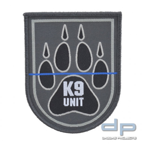 Klettabzeichen K9 UNIT mit blauem Band - Textil (90 x 72 mm)