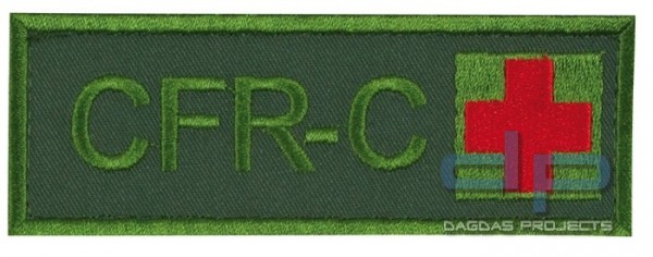 Schriftzug CFR-C mit Kreuz Oliv/Rot auf Klett