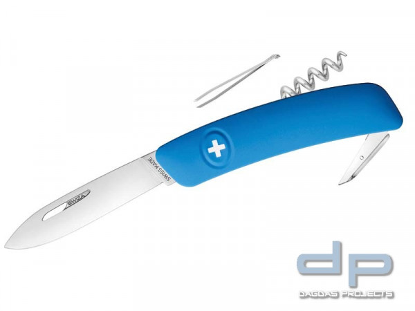 SWIZA Schweizer Messer D01, Stahl 440, Klingensperre, blau Anti-Rutsch-Griffschalen, 6 Funktionen