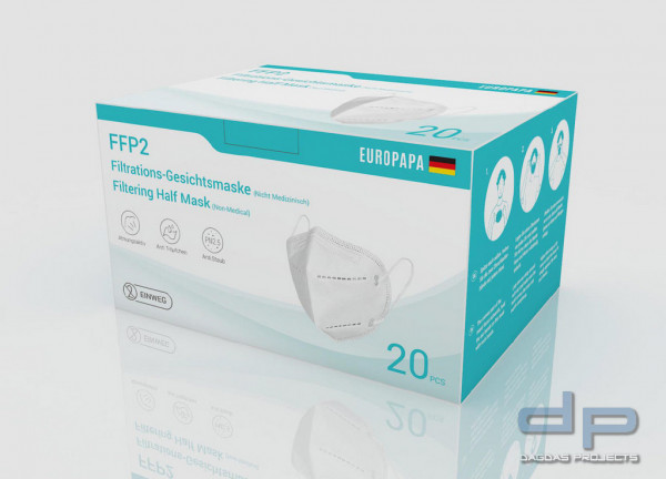 Vollzertifizierte FFP2 Maske Filtrations-Gesichtsmaske 5 er Pack einzeln (nicht die ganze Box)