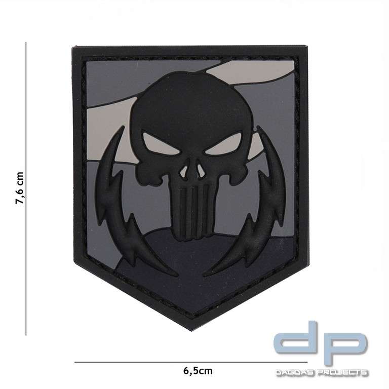 3D Rubber Patch Punisher Thunder Skull Blitz Aufnäher Abzeichen Totenkopf Emblem 