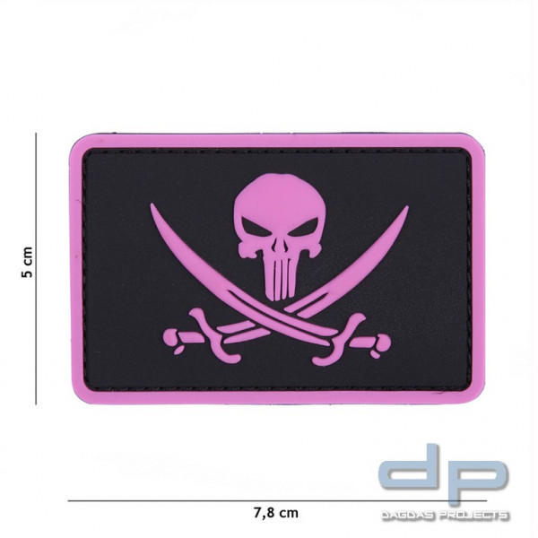 Emblem 3D PVC Punisher Pirate Rosa