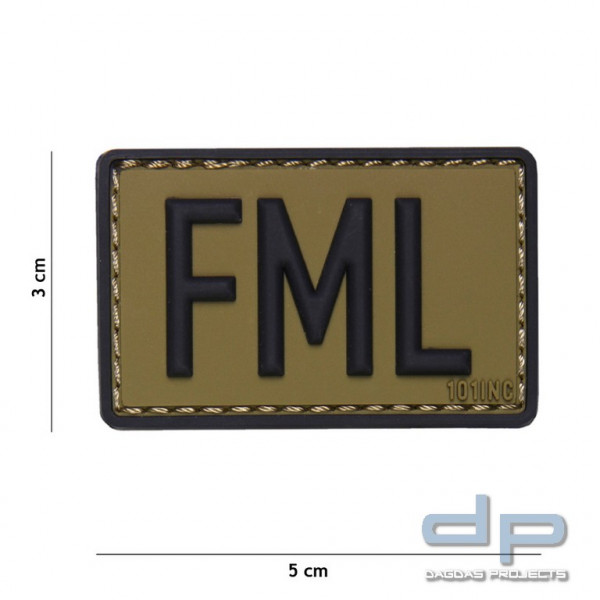 Emblem 3D PVC FML (FUCK MY LIFE) grün