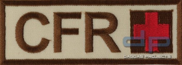 Schriftzug CFR mit Kreuz Sand/Braun/Rot auf Klett