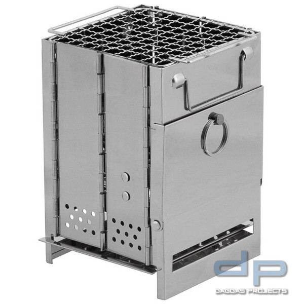 Raketenofen, mit Rost, faltbar, mini, Edelstahl