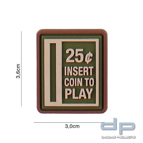 Emblem 3D PVC Insert Coin to Play grün