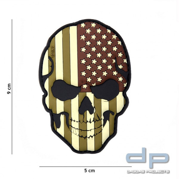 Emblem 3D PVC Skull USA Camo