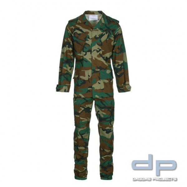 BDU Set U.S. (Hose, Jacke und Cap in Woodland), Größe: L